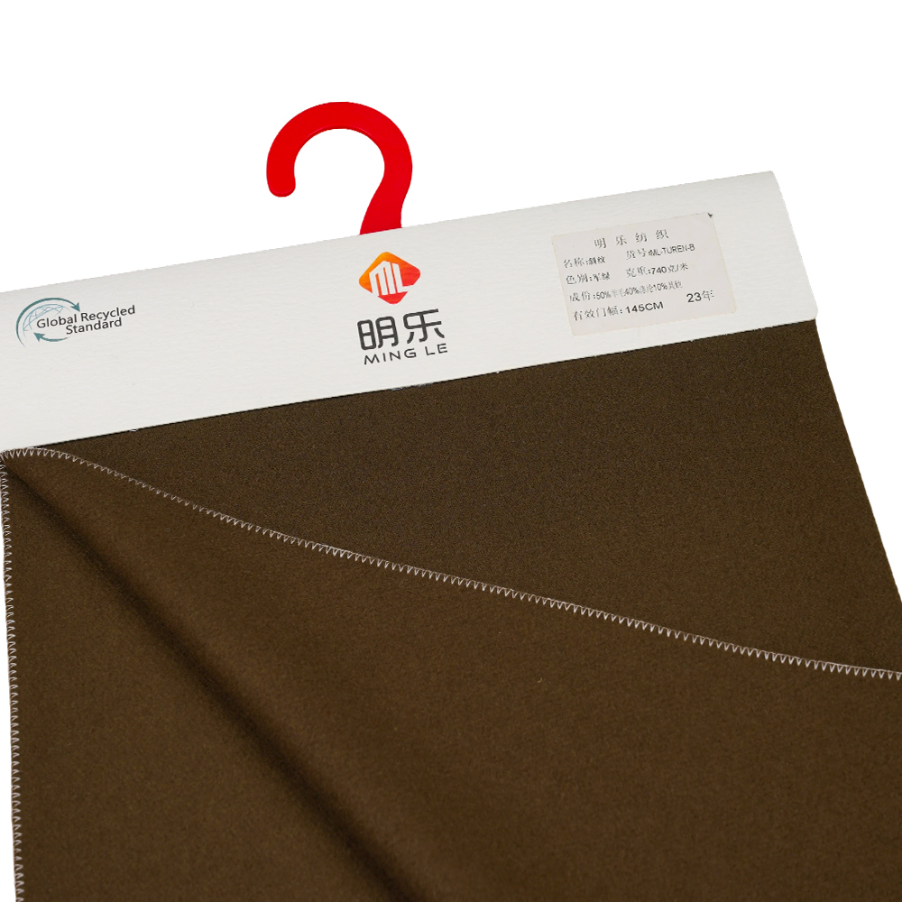 ผ้าขนสัตว์ 50%, โพลีเอสเตอร์ 40%, เส้นใยอื่นๆ 10%, 740G/M, สีเขียวทหาร, ผ้า Twill Melton, ML-TUREN-B