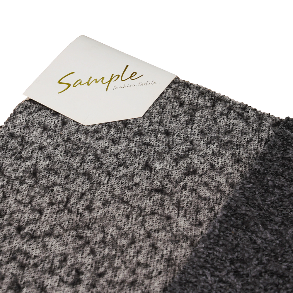 ขนสัตว์ 40%, โพลีเอสเตอร์ 60%, 750 กรัม/เมตร, สีดำและสีเทา, ผ้าขนสัตว์ถักบาหลี, ML-70165440-75