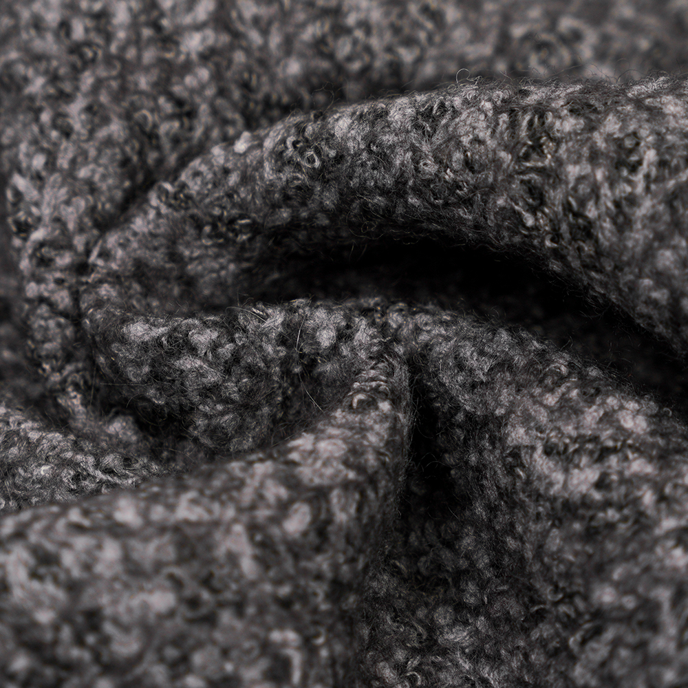 ขนสัตว์ 40%, โพลีเอสเตอร์ 60%, 750 กรัม/เมตร, สีดำและสีเทา, ผ้าขนสัตว์ถักบาหลี, ML-70165440-75